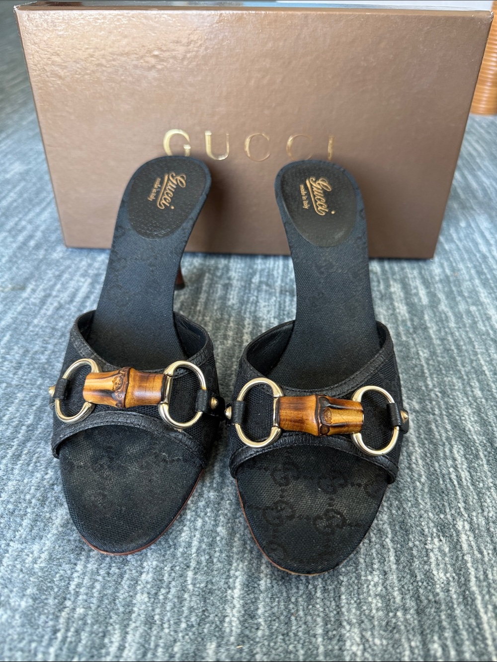 Gucci Black Mules with Bamboo Horsebit Detail